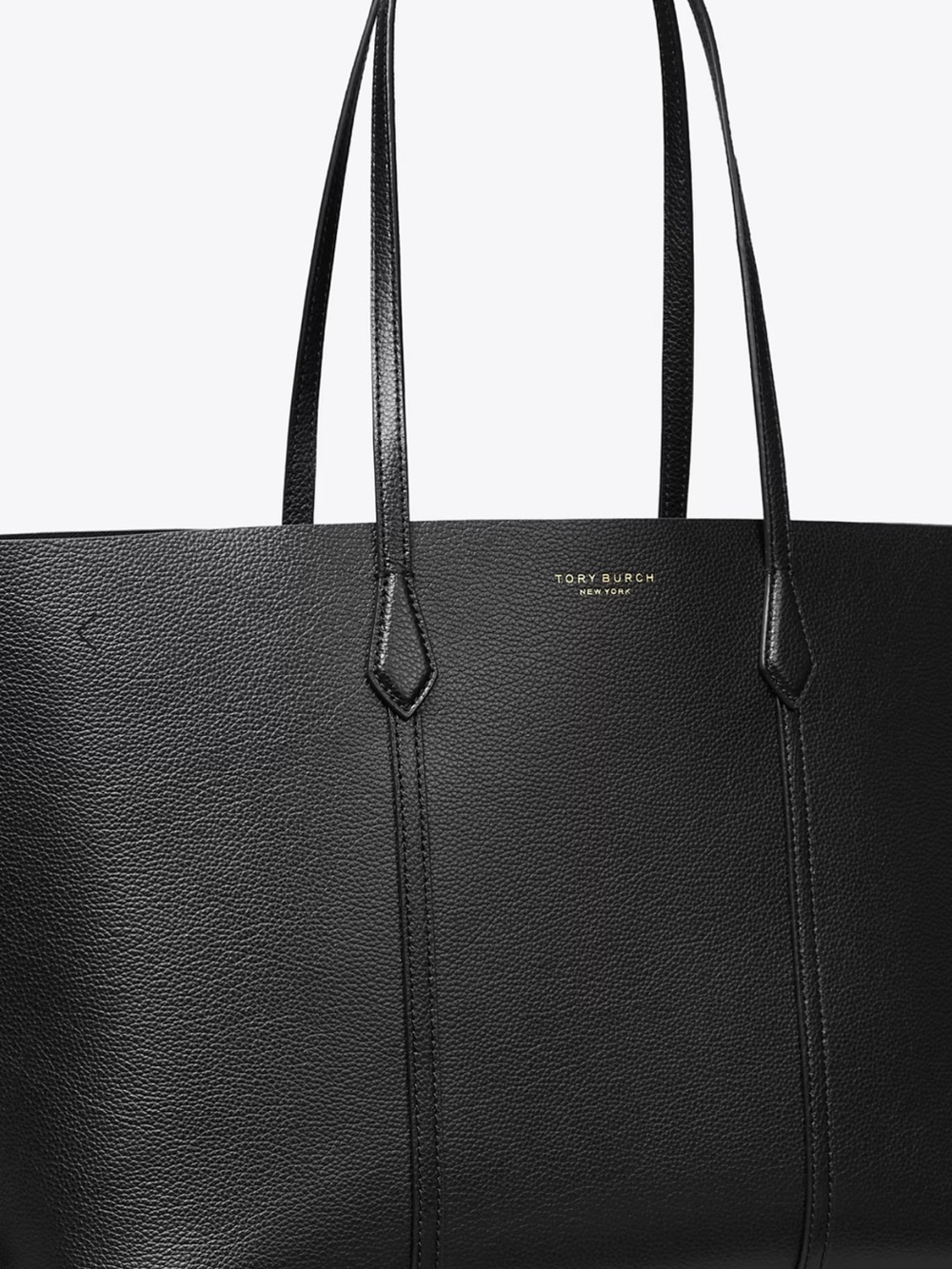 Tory Burch Black Pebbled Leather Double-Handle Tote